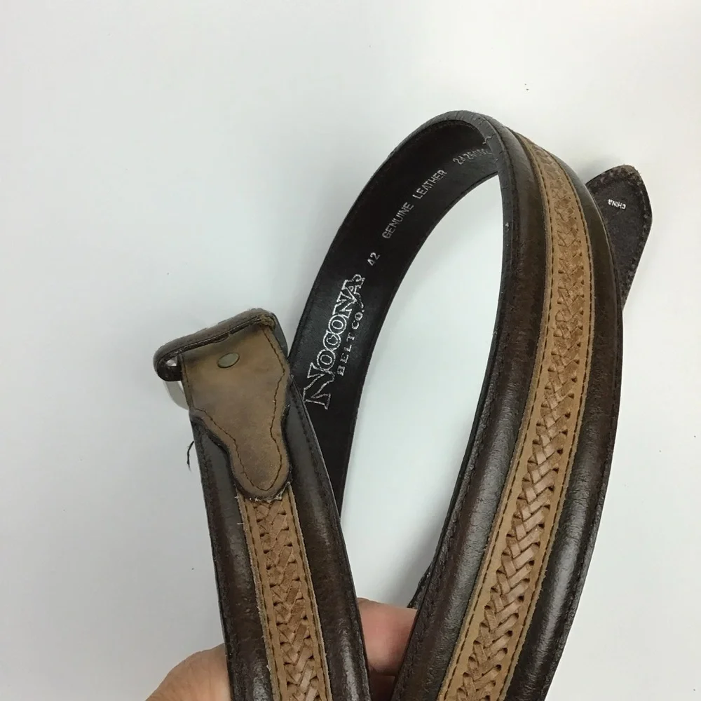 Genuine Vintage Nocona Belt size 42 Genuine Leather 2 Tone Brown Rustic